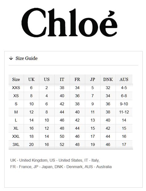 chloe size chart uk.